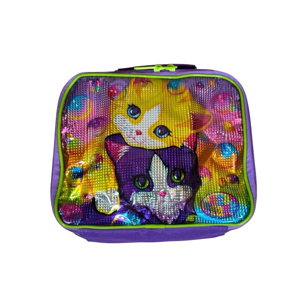 Vintage Lisa Frank Playful Kittens Holographic Cats Lunch Box Zip Canvas